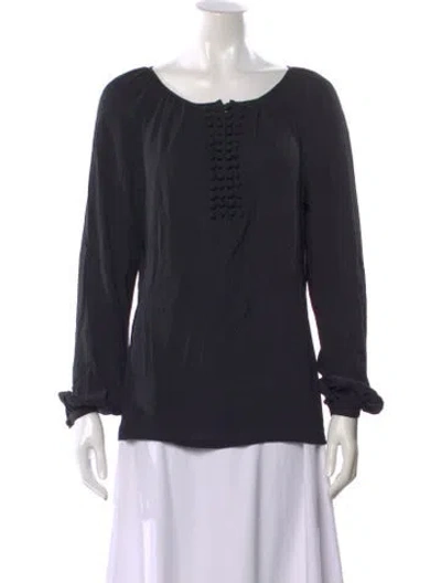 Pre-owned Tory Burch Silk Scoop Neck Blouse In Black