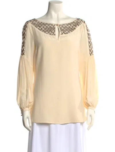 Pre-owned Tory Burch Silk Scoop Neck Blouse In Neutral