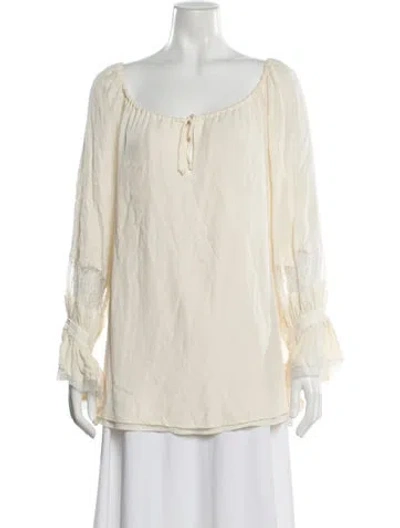 Pre-owned Tory Burch Silk Scoop Neck Blouse In Neutral