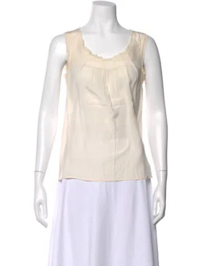 Pre-owned Tory Burch Silk Scoop Neck Blouse In Neutral