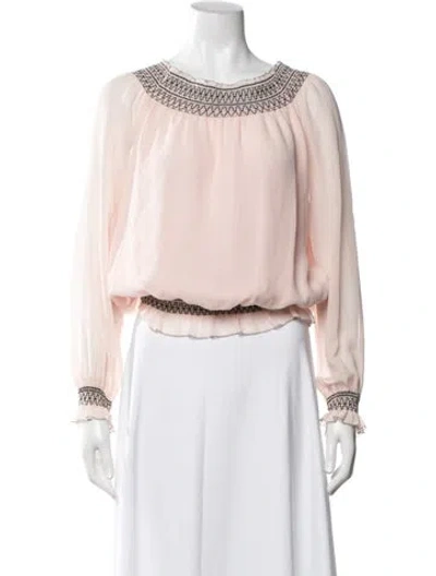Pre-owned Tory Burch Silk Scoop Neck Blouse In Pink