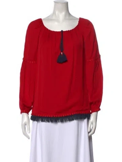 Pre-owned Tory Burch Silk Scoop Neck Blouse W/ Tags In Red
