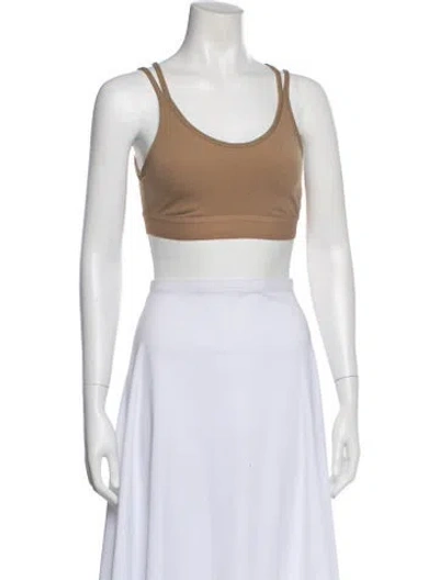Pre-owned Tory Burch Silk Scoop Neck Sports Bra In Neutral