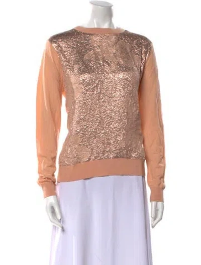 Pre-owned Tory Burch Silk Scoop Neck Sweater W/ Tags In Pink