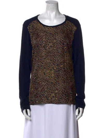 Pre-owned Tory Burch Silk Scoop Neck Sweatshirt In Blue