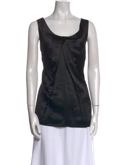 Pre-owned Tory Burch Silk Scoop Neck Top In Black