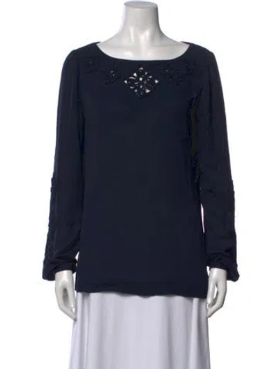 Pre-owned Tory Burch Silk Scoop Neck Top In Black