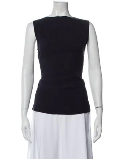 Pre-owned Tory Burch Silk Scoop Neck Top In Blue