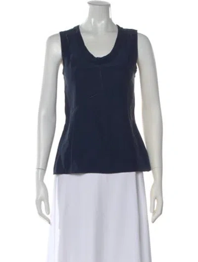 Pre-owned Tory Burch Silk Scoop Neck Top In Blue