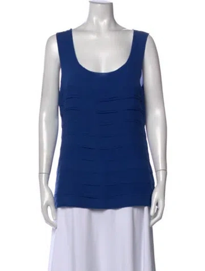 Pre-owned Tory Burch Silk Scoop Neck Top In Blue