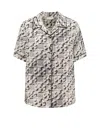 Tory Burch Silk Camp Shirt With Printed Monogram Pattern In Black