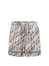 Tory Burch Silk Shorts With Pixelated Logo Print In Brown