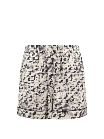 Tory Burch Silk Shorts With Pixelated Logo Print In Black
