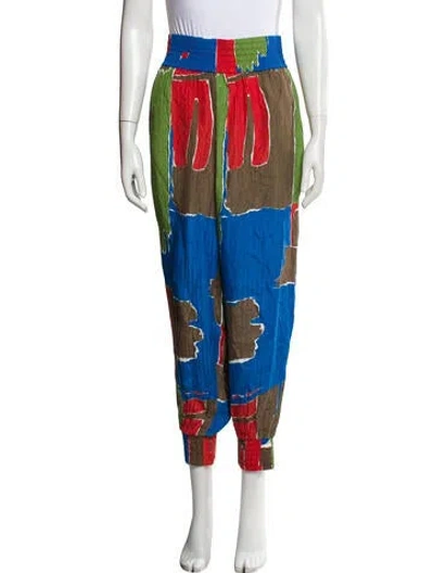 Pre-owned Tory Burch Silk Skinny Leg Pants In Multi