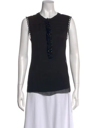 Pre-owned Tory Burch Silk Sleeveless Blouse In Blue