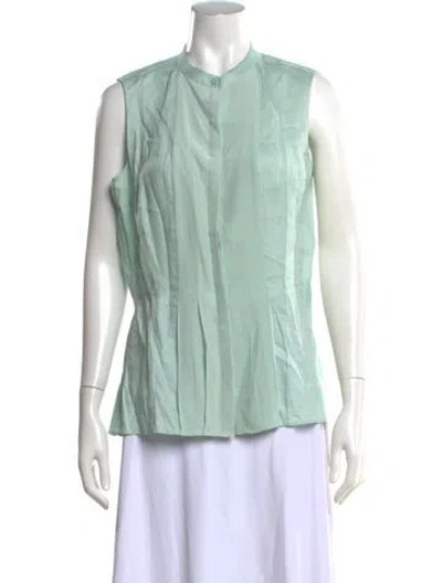 Pre-owned Tory Burch Silk Sleeveless Blouse In Blue