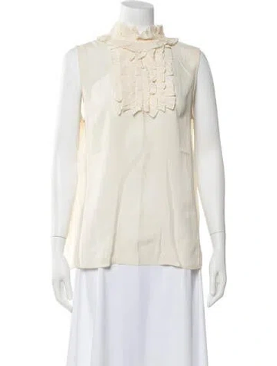 Pre-owned Tory Burch Silk Sleeveless Blouse In Neutral