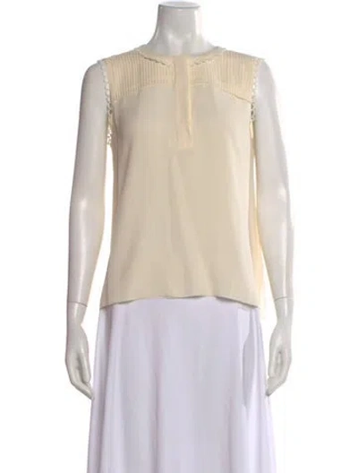 Pre-owned Tory Burch Silk Sleeveless Blouse In Neutral