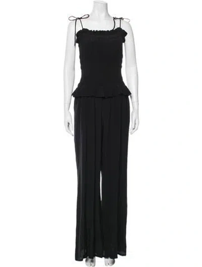Pre-owned Tory Burch Silk Square Neckline Jumpsuit In Black