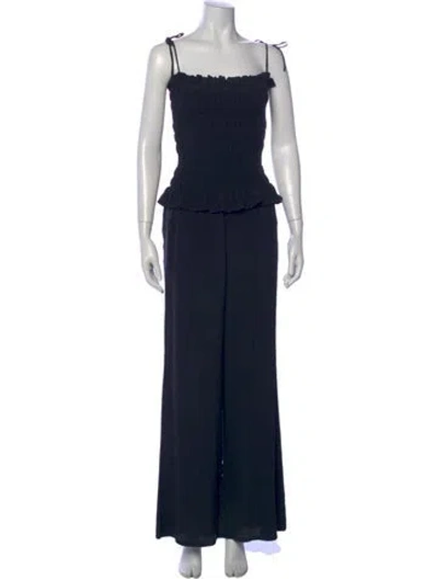 Pre-owned Tory Burch Silk Square Neckline Jumpsuit In Blue