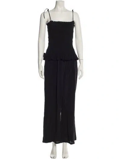 Pre-owned Tory Burch Silk Square Neckline Jumpsuit In Purple