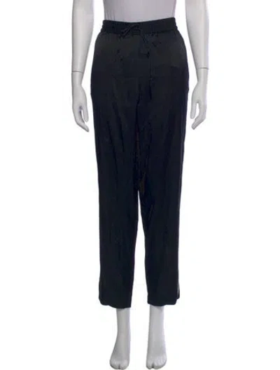 Pre-owned Tory Burch Silk Straight Leg Pants In Black