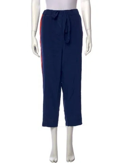 Pre-owned Tory Burch Silk Straight Leg Pants In Blue