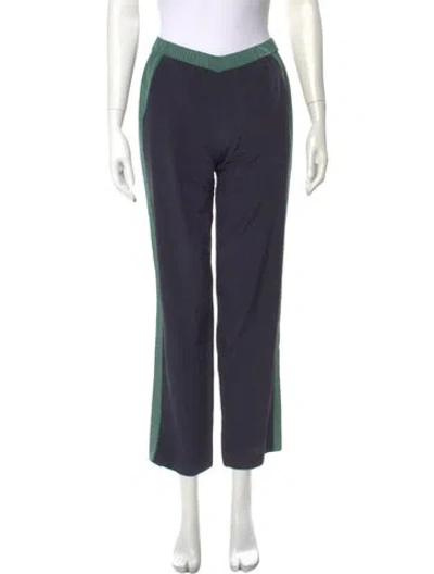 Pre-owned Tory Burch Silk Straight Leg Pants In Blue