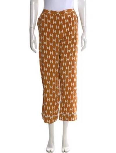 Pre-owned Tory Burch Silk Straight Leg Pants In Brown