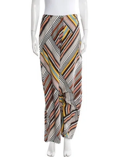 Pre-owned Tory Burch Silk Straight Leg Pants In Neutral