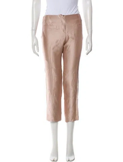 Pre-owned Tory Burch Silk Straight Leg Pants In Pink