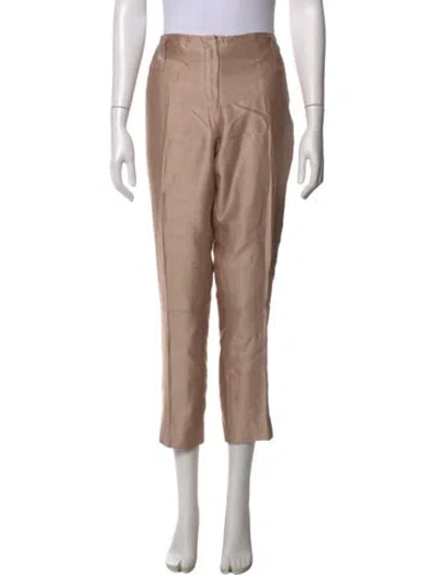 Pre-owned Tory Burch Silk Straight Leg Pants In Pink