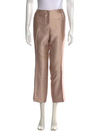 Pre-owned Tory Burch Silk Straight Leg Pants In Pink