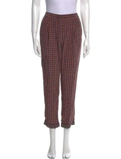 Pre-owned Tory Burch Silk Straight Leg Pants In Red