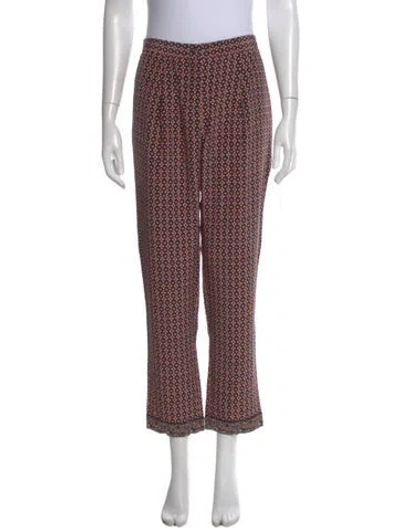 Pre-owned Tory Burch Silk Straight Leg Pants In Red
