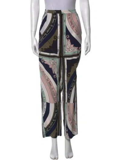 Pre-owned Tory Burch Silk Straight Leg Pants In White