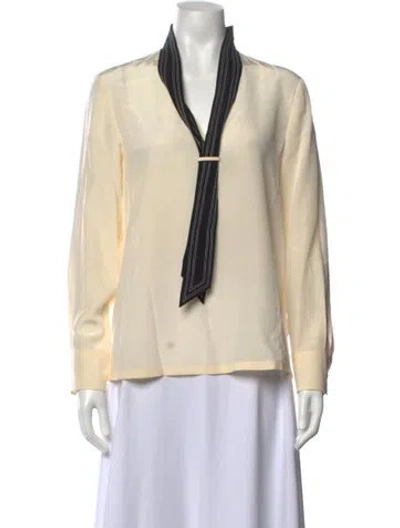Pre-owned Tory Burch Silk Striped Blouse In Black