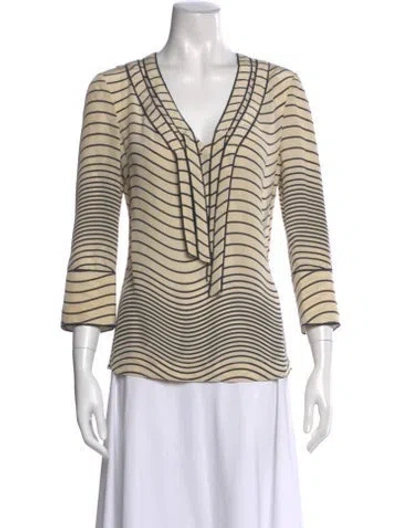 Pre-owned Tory Burch Silk Striped Blouse In Multi