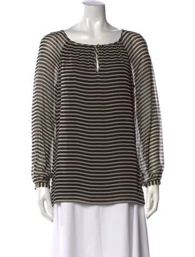 Pre-owned Tory Burch Silk Striped Blouse In Multi