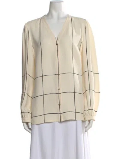 Pre-owned Tory Burch Silk Striped Blouse In Neutral