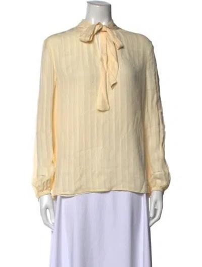 Pre-owned Tory Burch Silk Striped Blouse In Neutrals