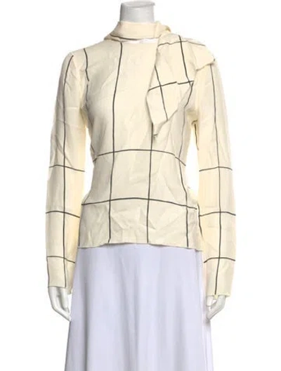 Pre-owned Tory Burch Silk Striped Blouse In Neutrals