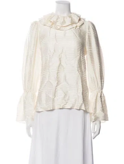 Pre-owned Tory Burch Silk Striped Blouse In Neutrals