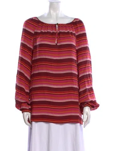 Pre-owned Tory Burch Silk Striped Blouse In Pink
