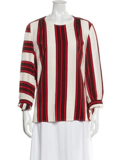 Pre-owned Tory Burch Silk Striped Blouse In White
