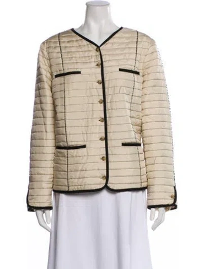 Pre-owned Tory Burch Silk Striped Evening Jacket In Neutral