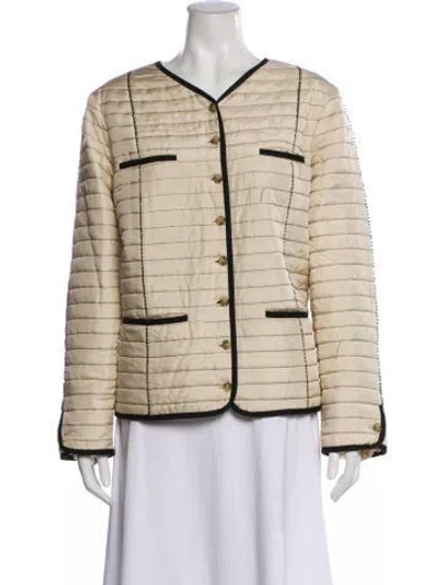 Pre-owned Tory Burch Silk Striped Evening Jacket In Neutrals