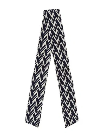 Pre-owned Tory Burch Silk Striped Scarf In Blue