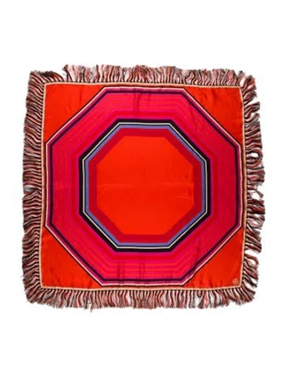 Pre-owned Tory Burch Silk Striped Scarf In Multi