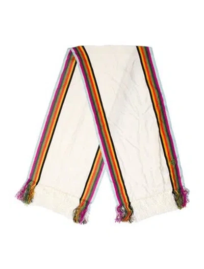 Pre-owned Tory Burch Silk Striped Scarf In Neutral